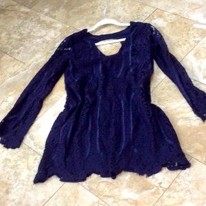 Francesca’s navy lace dress
